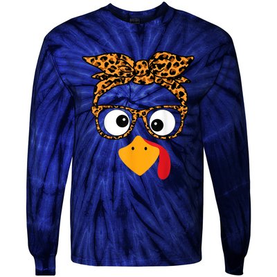 Thanksgiving Turkey Face Tie-Dye Long Sleeve Shirt