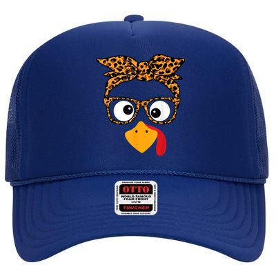 Thanksgiving Turkey Face High Crown Mesh Back Trucker Hat