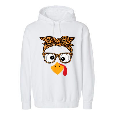 Thanksgiving Turkey Face Garment-Dyed Fleece Hoodie