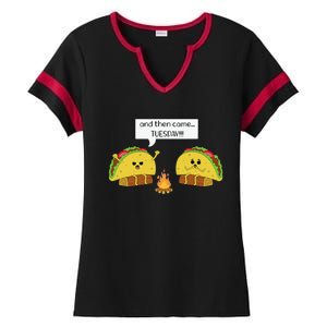 Taco Tuesday Funny Text Humour Happy Camping Jokes Ladies Halftime Notch Neck Tee