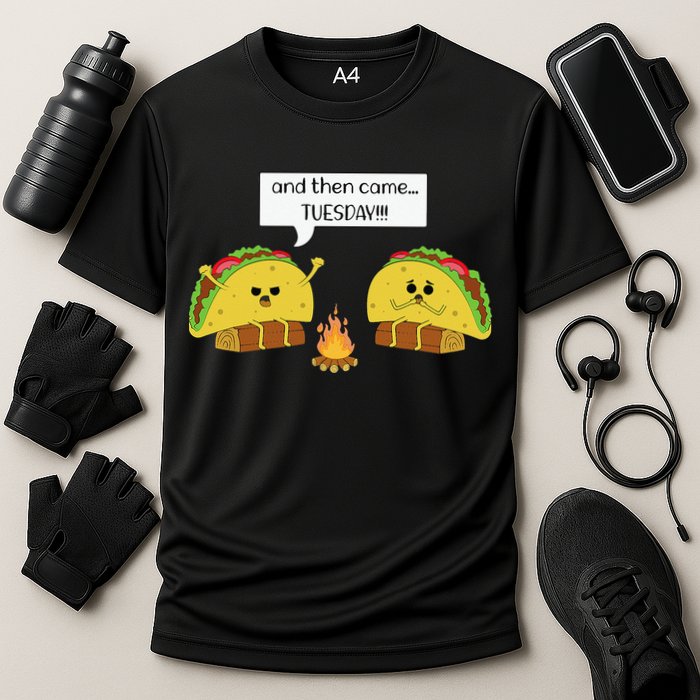 Taco Tuesday Funny Text Humour Happy Camping Jokes Performance Shirt