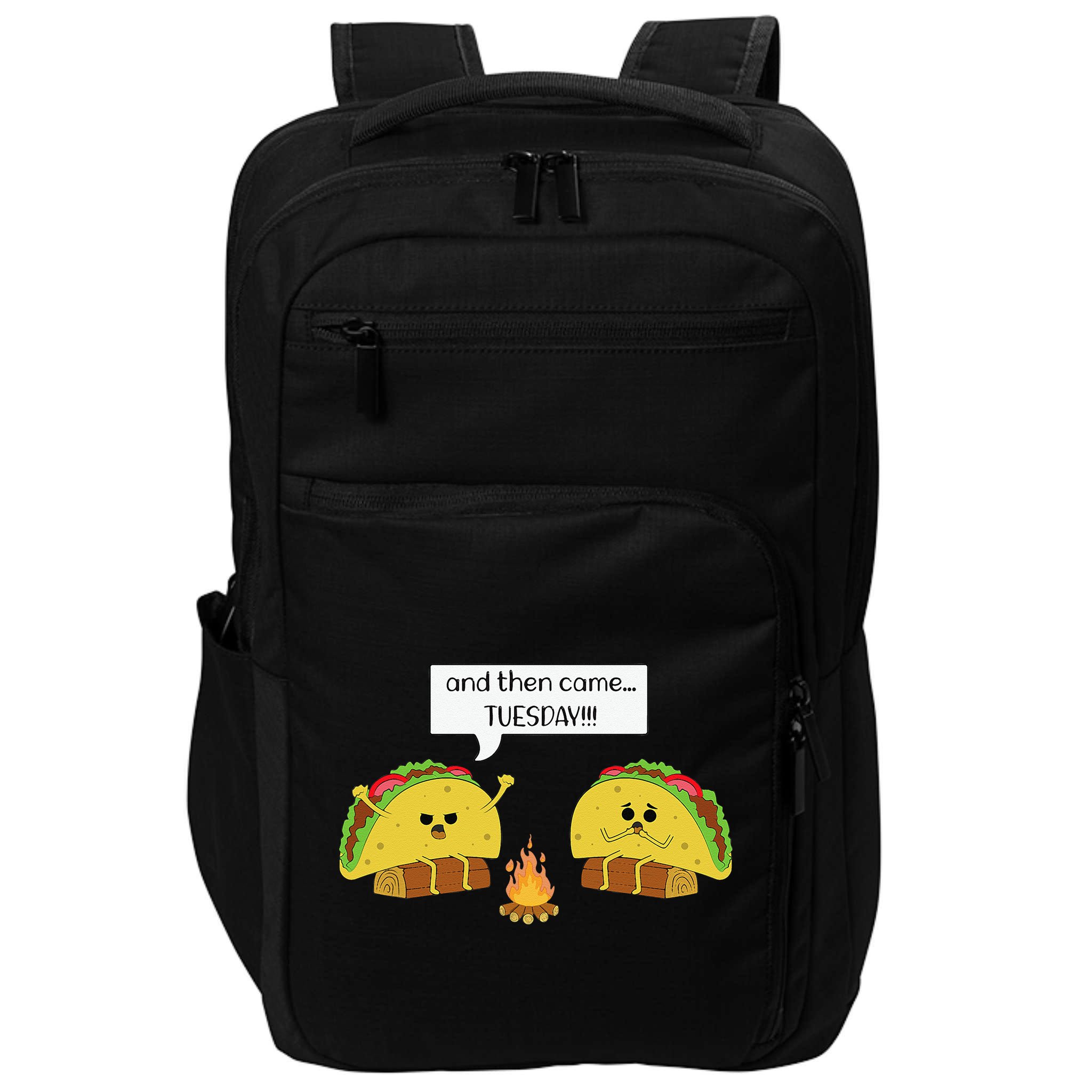 Taco Tuesday Funny Text Humour Happy Camping Jokes Impact Tech Backpack