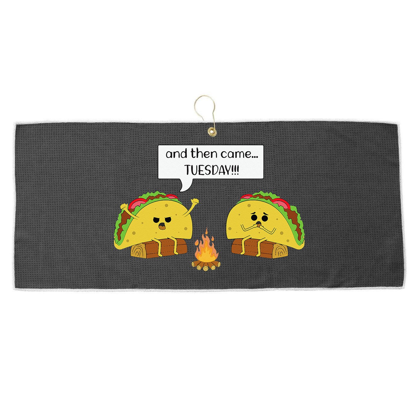 Taco Tuesday Funny Text Humour Happy Camping Jokes Large Microfiber Waffle Golf Towel