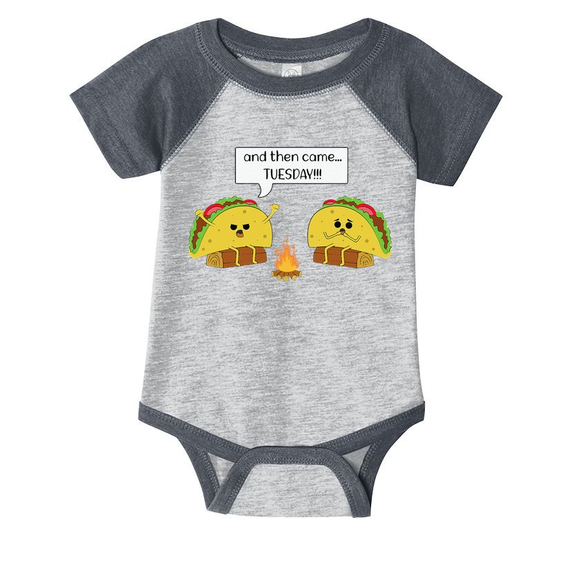 Taco Tuesday Funny Text Humour Happy Camping Jokes Infant Baby Jersey Bodysuit