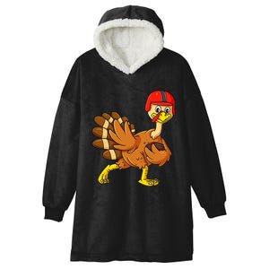 Thanksgiving Turkey Football Player Trophy Award Pose Hooded Wearable Blanket