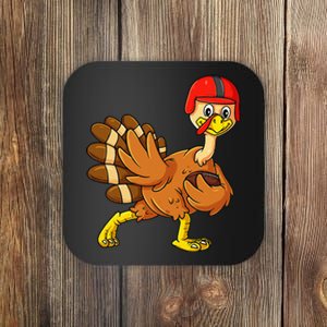 Thanksgiving Turkey Football Player Trophy Award Pose Coaster