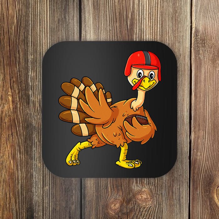 Thanksgiving Turkey Football Player Trophy Award Pose Coaster