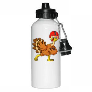 Thanksgiving Turkey Football Player Trophy Award Pose Aluminum Water Bottle