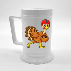 Thanksgiving Turkey Football Player Trophy Award Pose Beer Stein