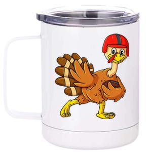 Thanksgiving Turkey Football Player Trophy Award Pose 12 oz Stainless Steel Tumbler Cup