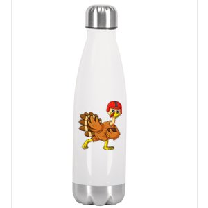 Thanksgiving Turkey Football Player Trophy Award Pose Stainless Steel Insulated Water Bottle