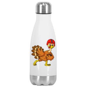 Thanksgiving Turkey Football Player Trophy Award Pose Stainless Steel Insulated Water Bottle