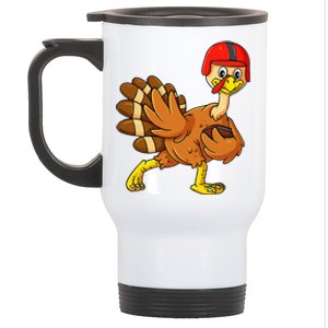 Thanksgiving Turkey Football Player Trophy Award Pose Stainless Steel Travel Mug