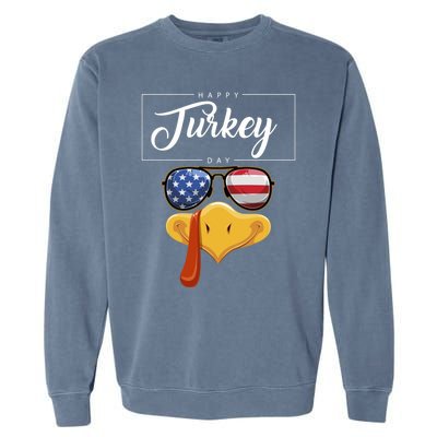 Thanksgiving Turkey Face American Glasses Happy Turkey Day Great Gift Garment-Dyed Sweatshirt