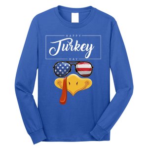 Thanksgiving Turkey Face American Glasses Happy Turkey Day Great Gift Long Sleeve Shirt