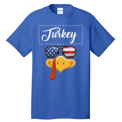 Thanksgiving Turkey Face American Glasses Happy Turkey Day Great Gift Tall T-Shirt