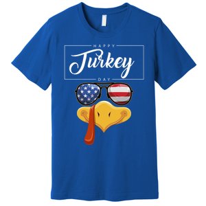 Thanksgiving Turkey Face American Glasses Happy Turkey Day Great Gift Premium T-Shirt