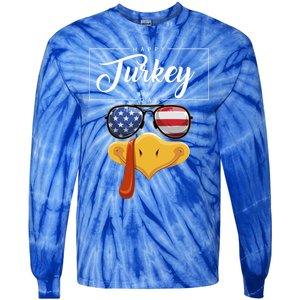 Thanksgiving Turkey Face American Glasses Happy Turkey Day Great Gift Tie-Dye Long Sleeve Shirt