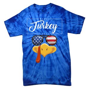 Thanksgiving Turkey Face American Glasses Happy Turkey Day Great Gift Tie-Dye T-Shirt