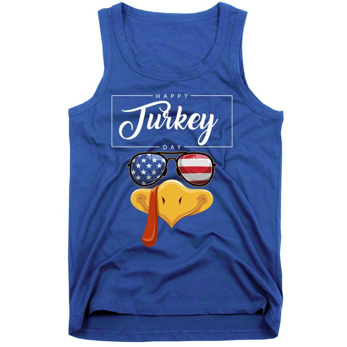 Thanksgiving Turkey Face American Glasses Happy Turkey Day Great Gift Tank Top