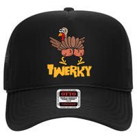 Twerky Thanksgiving | Funny Twerking Turkey Dance Gift High Crown Mesh Back Trucker Hat