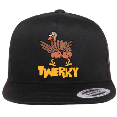 Twerky Thanksgiving | Funny Twerking Turkey Dance Gift Flat Bill Trucker Hat