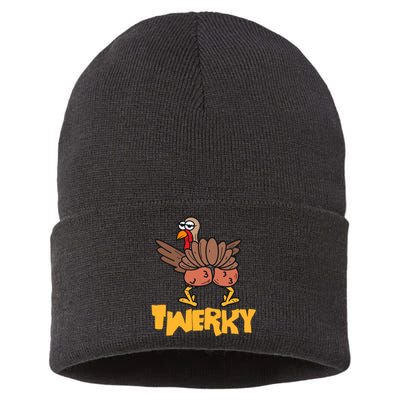 Twerky Thanksgiving | Funny Twerking Turkey Dance Gift Sustainable Knit Beanie