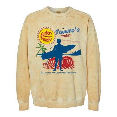 Teahupo Tahiti French Polynesia Surfer Colorblast Crewneck Sweatshirt