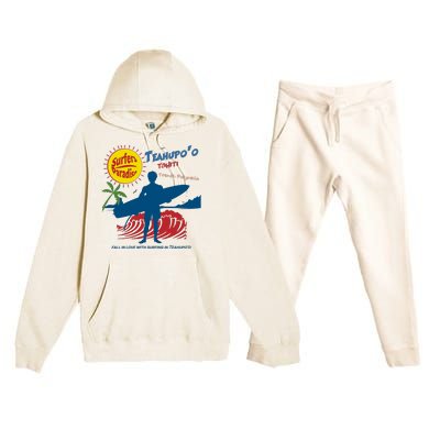 Teahupo Tahiti French Polynesia Surfer Premium Hooded Sweatsuit Set