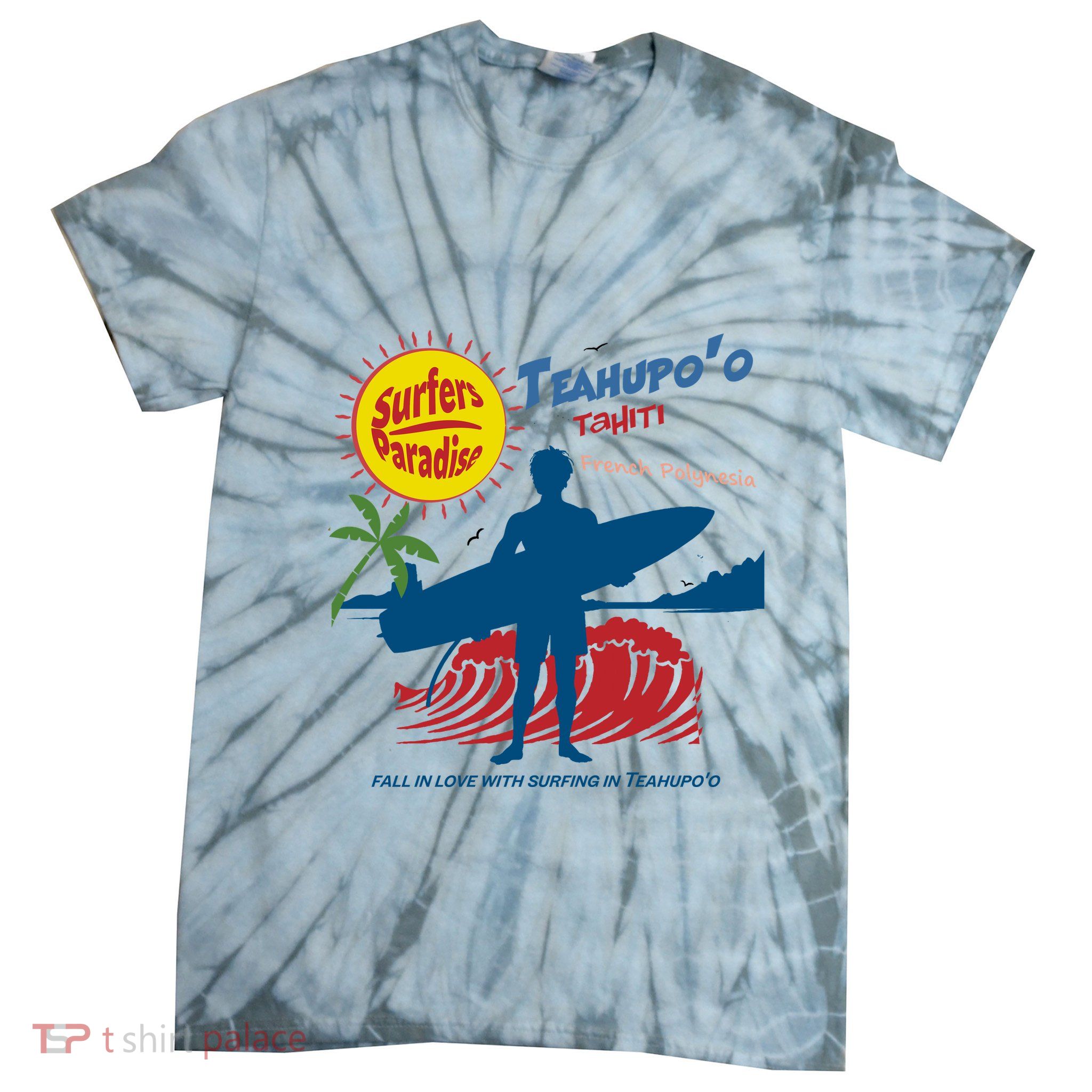 Teahupo Tahiti French Polynesia Surfer Tie-Dye T-Shirt