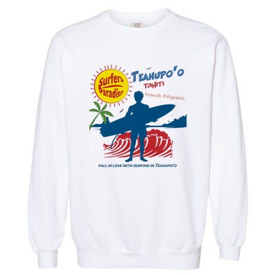 Teahupo Tahiti French Polynesia Surfer Garment-Dyed Sweatshirt