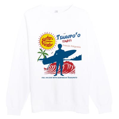 Teahupo Tahiti French Polynesia Surfer Premium Crewneck Sweatshirt