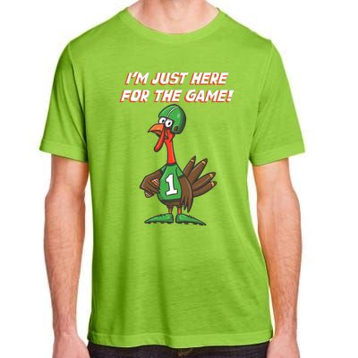 Thanksgiving Turkey Football Player Just Here for the Game Adult ChromaSoft Performance T-Shirt