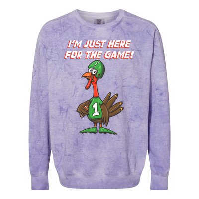 Thanksgiving Turkey Football Player Just Here for the Game Colorblast Crewneck Sweatshirt