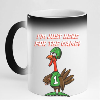 Thanksgiving Turkey Football Player Just Here for the Game 11oz Black Color Changing Mug