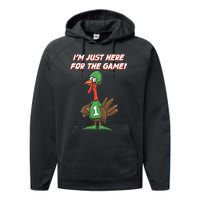 Thanksgiving Turkey Football Player Just Here for the Game Performance Fleece Hoodie