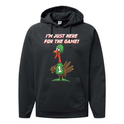 Thanksgiving Turkey Football Player Just Here for the Game Performance Fleece Hoodie