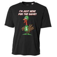 Thanksgiving Turkey Football Player Just Here for the Game Cooling Performance Crew T-Shirt