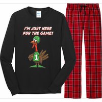 Thanksgiving Turkey Football Player Just Here for the Game Long Sleeve Pajama Set