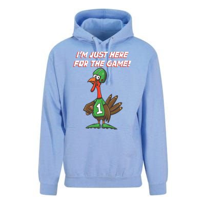 Thanksgiving Turkey Football Player Just Here for the Game Unisex Surf Hoodie