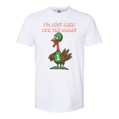 Thanksgiving Turkey Football Player Just Here for the Game Softstyle CVC T-Shirt