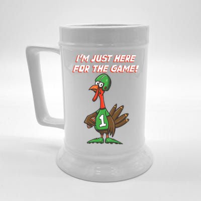 Thanksgiving Turkey Football Player Just Here for the Game Beer Stein