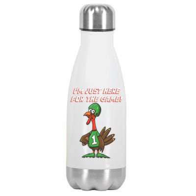 Thanksgiving Turkey Football Player Just Here for the Game Stainless Steel Insulated Water Bottle