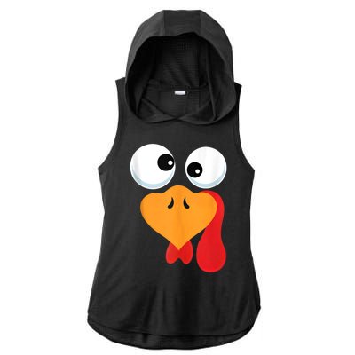 Thanksgiving Turkey Face Matching Family Costume Ladies PosiCharge Tri-Blend Wicking Draft Hoodie Tank