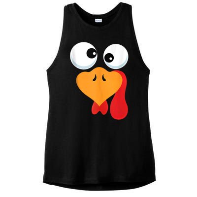 Thanksgiving Turkey Face Matching Family Costume Ladies PosiCharge Tri-Blend Wicking Tank