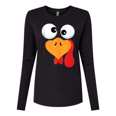 Thanksgiving Turkey Face Matching Family Costume Womens Cotton Relaxed Long Sleeve T-Shirt