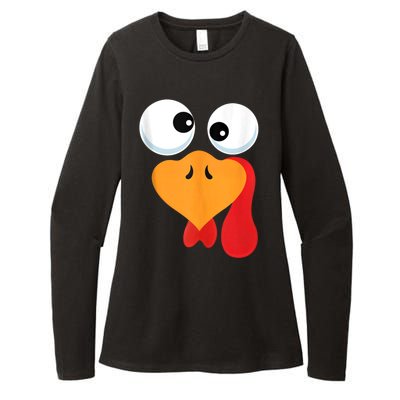 Thanksgiving Turkey Face Matching Family Costume Womens CVC Long Sleeve Shirt