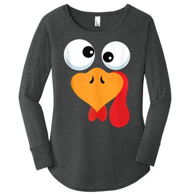 Thanksgiving Turkey Face Matching Family Costume Women's Perfect Tri Tunic Long Sleeve Shirt