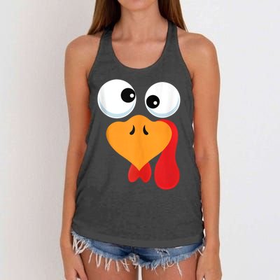 Thanksgiving Turkey Face Matching Family Costume Women's Knotted Racerback Tank