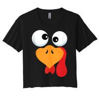 Thanksgiving Turkey Face Matching Family Costume Women's Crop Top Tee